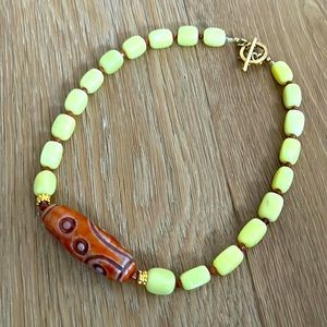 One of a kind necklace yellow Orange hand made